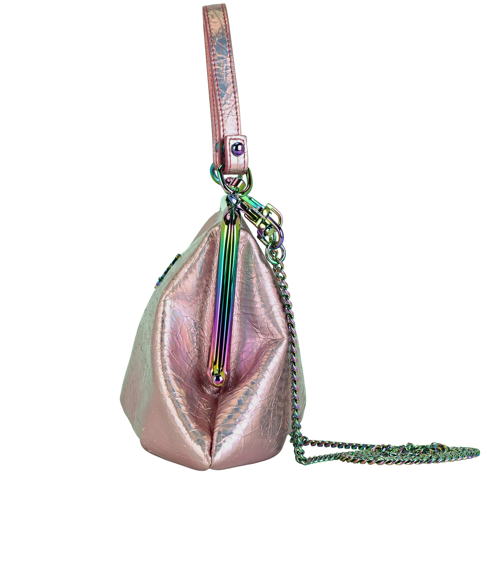 Granny Frame Purse, &pound;95, Handbags, Pink, Faux Leather, Bottom view